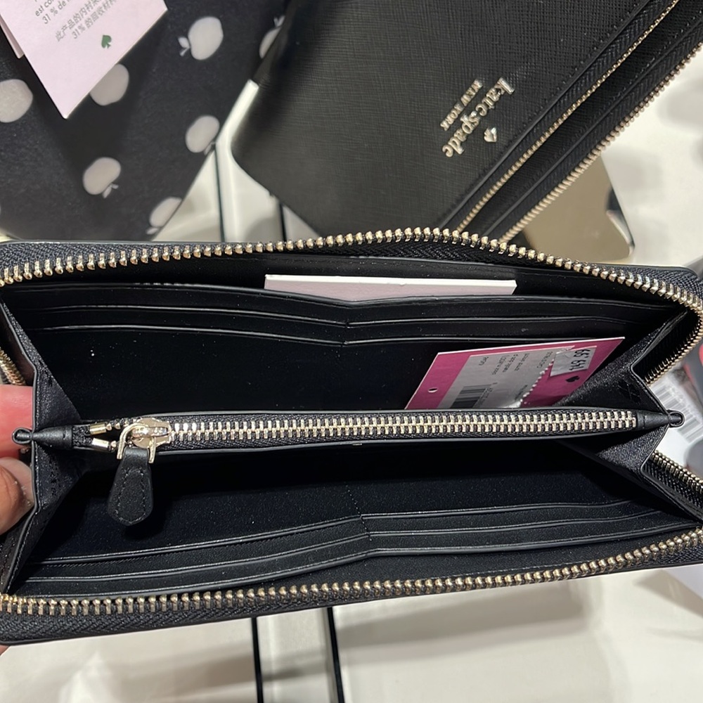 Kate Spade Spencer Metallic Dot Slim Continental Wallet in Black Multi k4546 - Picture 8 of 16